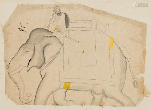 PAHARI DRAWING OF AN ELEPHANT, PUNJAB HILLS, NORTH WESTERN INDIA, EARLY 19TH CENTURY