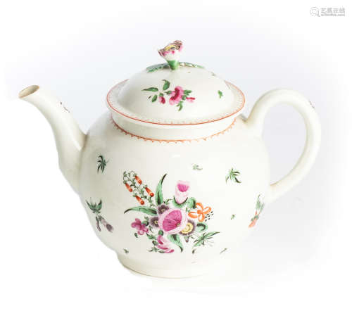 A WORCESTER TEAPOT AND COVER, CIRCA 1765