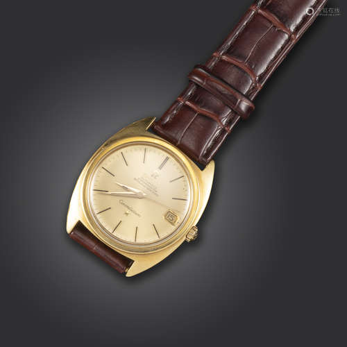 A gentleman's gold Constellation wristwatch by Omega, c1960, the signed gold dial with baton