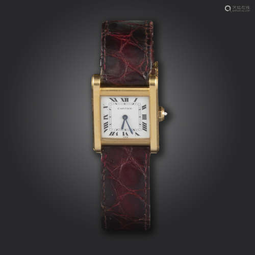 A gentleman's gold Tank Normale wristwatch by Cartier, the signed square dial with Roman numerals,