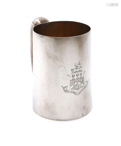 A Victorian West Country silver mug, by J and J Williams, Exeter 1874, tapering circular form,