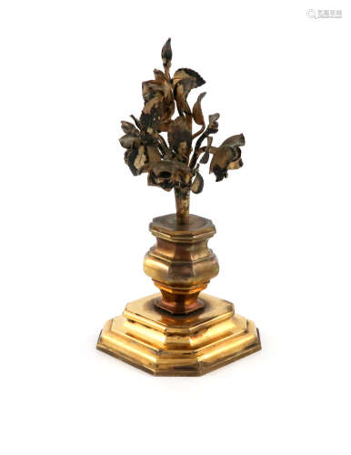 Retailed by Tiffany and Co., an Italian silver-gilt and silver table ornament, the silver-gilt stand