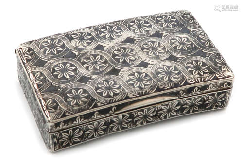 A 19th century Russian silver and niello work snuff box, assay master I. Avdeyev, Moscow circa 1860,