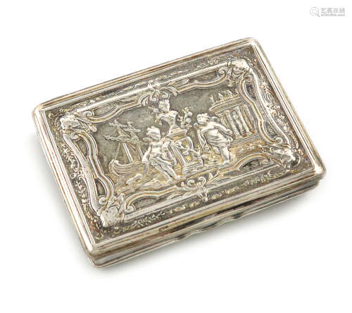 An early 19th century Austro-Hungarian parcel-gilt silver snuff box, circa 1810, rectangular form,