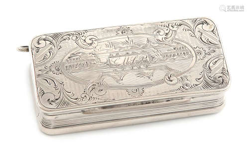 A late 19th century Portuguese silver snuff box, maker's mark JG, Oporto circa 1890, rectangular