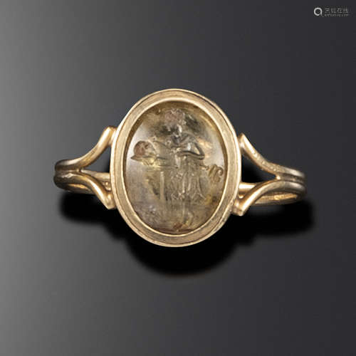 A Roman hardstone intaglio depicting Mercury, c1st century AD, Mercury depicted holding a