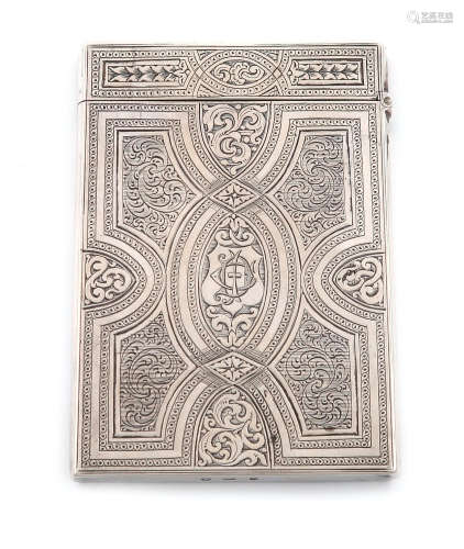 A Victorian Scottish silver card case, by William Crouch, part marked, Edinburgh circa 1860,
