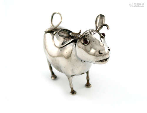 A late 19th century Continental silver cow creamer, probably Dutch or German, modelled in a standing