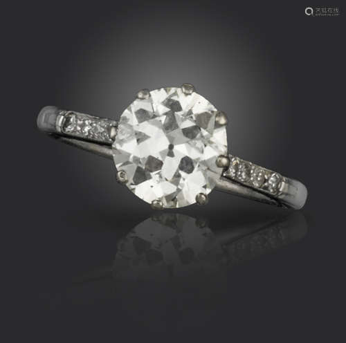 A diamond solitaire ring, the old circular-cut diamond weighs approximately 2.50cts, with single-cut