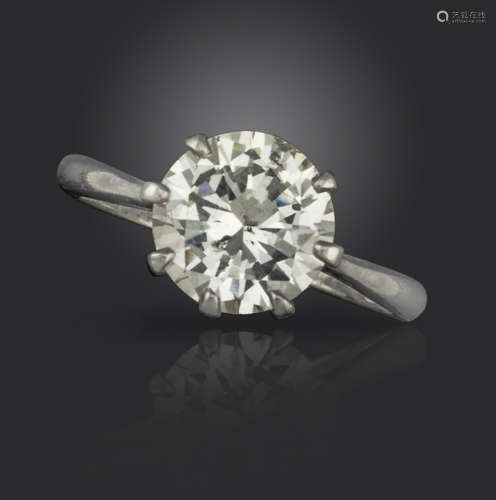 A diamond solitaire ring, the round brilliant-cut diamond weighs approximately 3.95cts, claw-set
