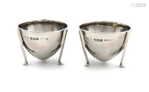 By Liberty and Co, a pair of Art Nouveau silver egg cups, Birmingham 1903, tapering circular form,