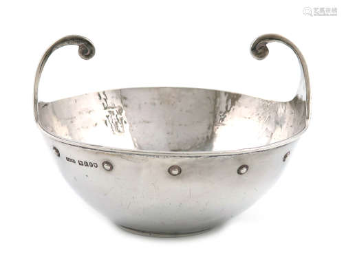 An Arts and Crafts silver two-handled bowl, with import marks for London 1903, importer's mark of