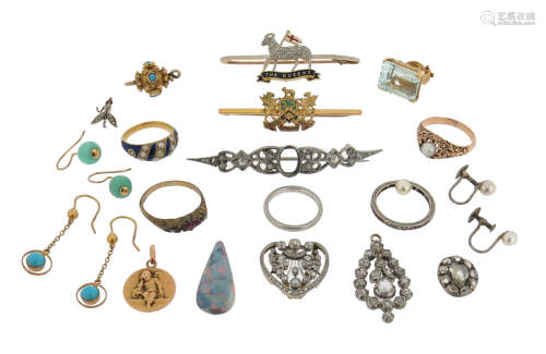 Various item of jewellery, including a Regimental brooch for The Queen's Royal Regiment, set with