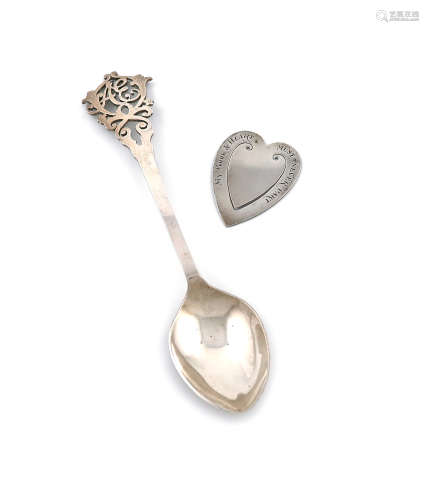 A Scottish provincial silver page marker and silver spoon, by William Robb, Ballater, the page