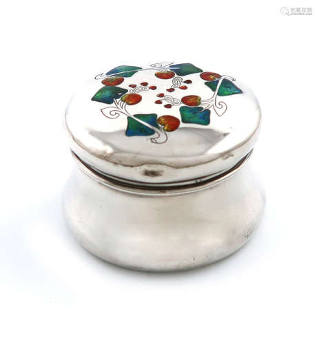 By Liberty and Co., an Edwardian silver and enamel box, Birmingham 1905, also stamped 'CYMRIC',