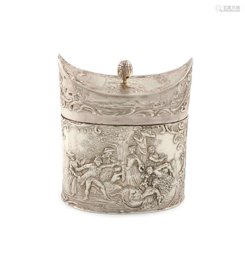 An Edwardian silver tea caddy, with import marks for Chester 1903, importer's mark of S. Landeck,