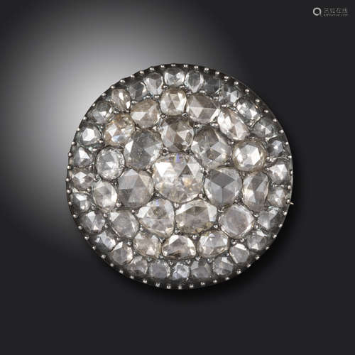 A late 18th century circular diamond brooch, set overall with graduated rose-cut diamonds in