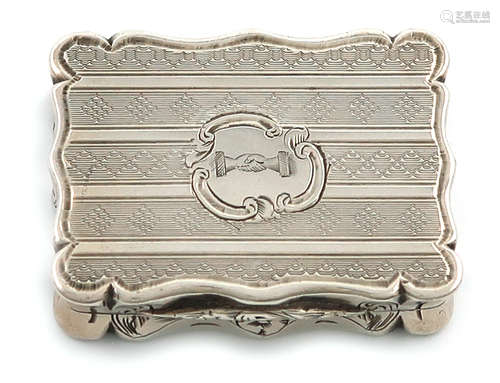 A Victorian silver vinaigrette, by Edward Smith, Birmingham 1848, rectangular form, with bands of