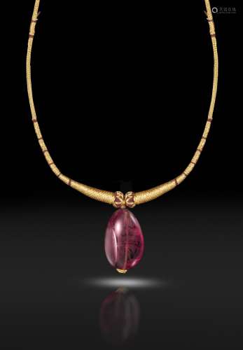 An impressive spinel bead pendant, the spinel weighs approximately 108cts, measuring 31.28 x 20.80 x