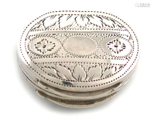 A George III silver vinaigrette, by Cocks and Bettridge, Birmingham 1811, shaped oval form, the