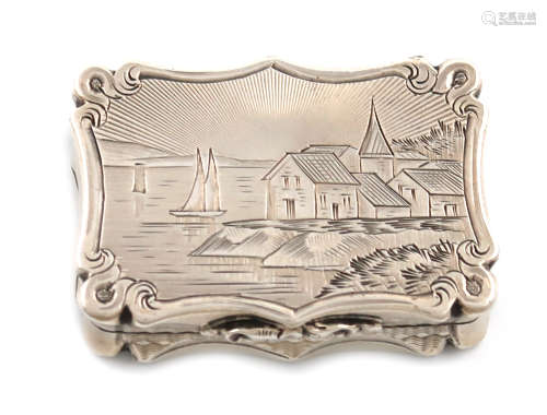 A Victorian silver engraved vinaigrette, by Nathaniel Mills, Birmingham 1846, rectangular form,