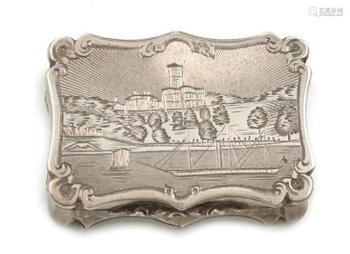 A Victorian silver engraved vinaigrette, by Nathaniel Mills, Birmingham 1847, rectangular form,