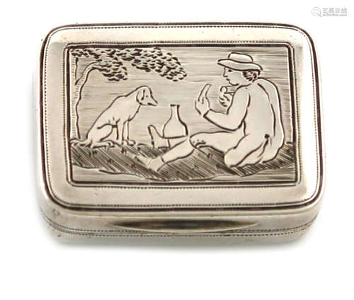 A George III silver engraved vinaigrette, by Matthew Linwood, Birmingham 1807, rectangular form, the