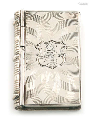 A Victorian silver book vinaigrette, by Nathaniel Mills, Birmingham 1844, rectangular book form,