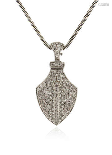 A diamond-set quiver pendant by Theo Fennell, in white gold, maker's mark and London hallmarks for