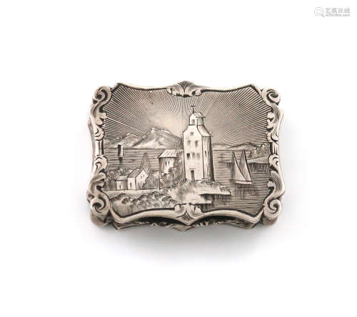 A Victorian silver engraved vinaigrette, by Nathaniel Mills, Birmingham 1845, rectangular form,