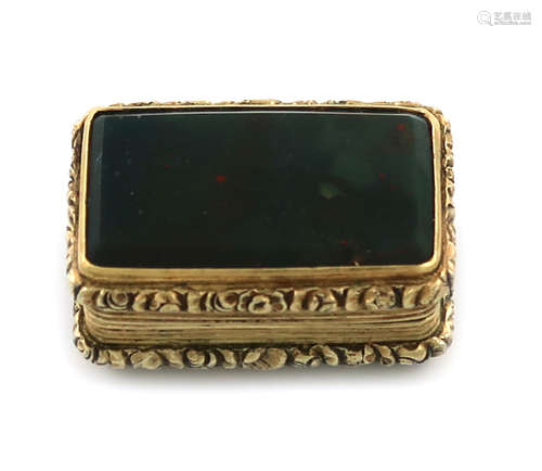 A George IV silver-gilt and bloodstone vinaigrette, by John Shaw, Birmingham 1820, rectangular form,