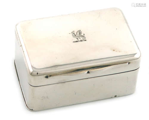 A George IV silver nutmeg grater, by Charles Rawlings, London 1824, plain rectangular form, hinged