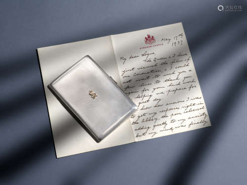 A Royal presentation silver cigarette case and accompanying letter from George VI to Lionel Logue,