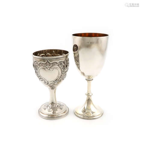 A George III silver goblet, by Charles Hougham, London 1788, urn shaped bowl with later foliate