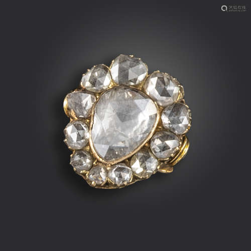 A Victorian heart-shaped diamond cluster ring, set with a central pear-shaped rose-cut diamond