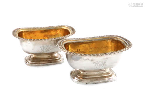 A pair of George IV provincial silver salt cellars, by James Bell, Newcastle 1822, rounded