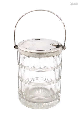 A silver-mounted glass preserve jar, by Asprey and Co., Ltd, Birmingham 1929, cylindrical form,