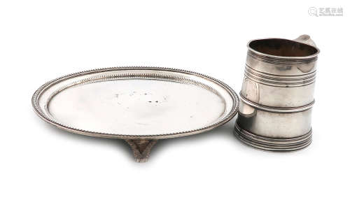 A George III silver waiter, by John Schofield, London 1784, circular form, beaded border, on three