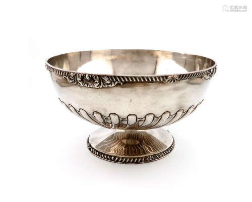 A late-Victorian silver rose bowl, by Martin, Hall and Company, Sheffield 1896, circular form,