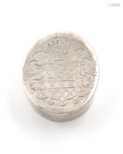 A Charles II silver tobacco box, maker's mark BB, a crescent and two pellets below, London 1673,