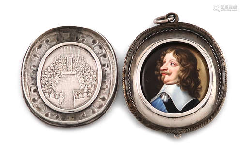 The Dunbar Locket - a rare 17th century silver Dunbar medal in an early 18th century locket, oval