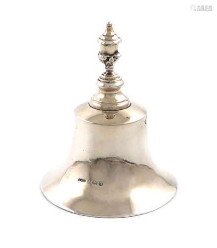 A silver table bell, by The Gorham Manufacturing Company, Birmingham 1919, tapering circular form,
