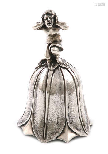 A late-Victorian silver table bell, by George Lambert, London 1890, flower shaped tapering form, the