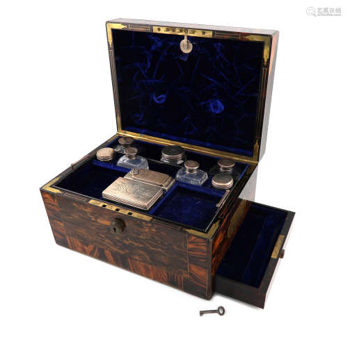 A Victorian silver-mounted travelling dressing table set, by William Neale, London 1847, the