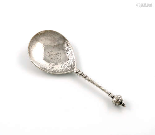 λAn early 17th century Norwegian silver Ball-knop spoon, maker's mark unidentified, probably