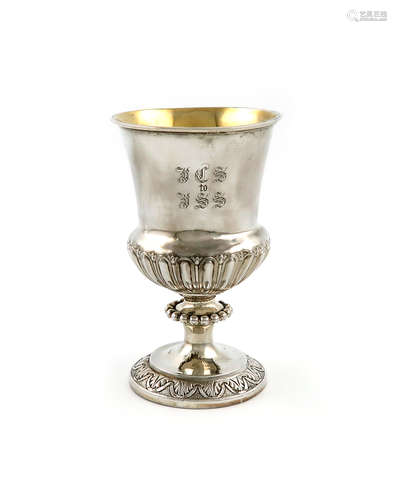 A William IV silver goblet, by Robert Hennell, London 1830, campana shaped bowl, part fluted-