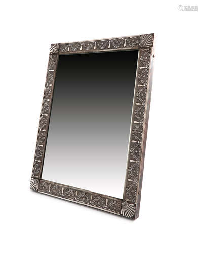 By George Hart for The Guild of Handicraft, a modern silver mirror, London 1983, upright rectangular