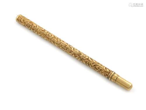 A Victorian lady's travelling gold dip pen, by S. Mordan and Co., circa 1870, cylindrical form,
