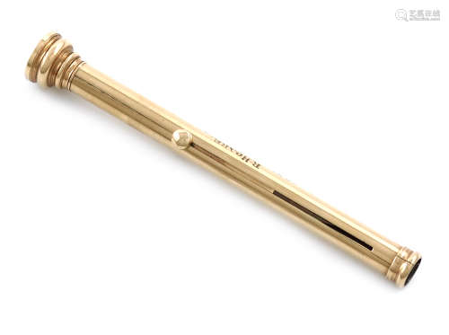 A Victorian combination 10 carat gold pen and pencil, by S. Mordan and Co., marked with the arrow