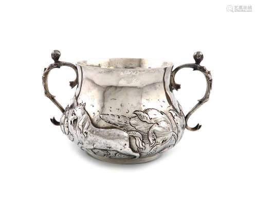 A Charles II silver two-handled porringer, maker's mark attributed to John Burges, London,
